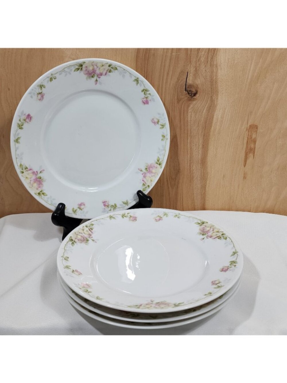 4 Rosenthal Pink Roses Luncheon Plate 8.25" salad Selb-Bavaria Donatello antique - Picture 2 of 11